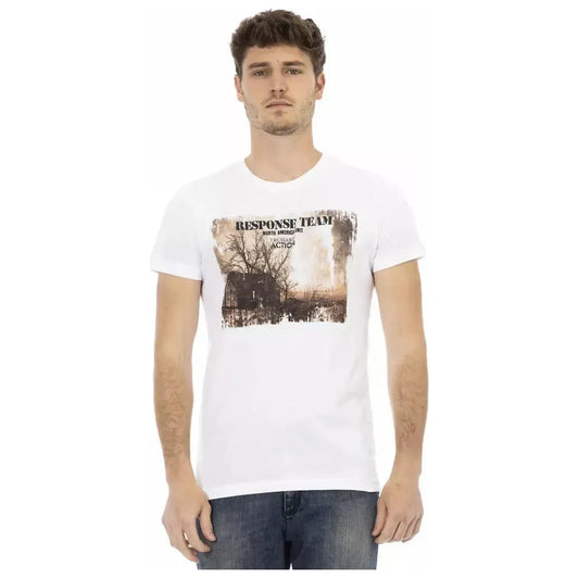 Trussardi Action White Cotton Men T-Shirt Trussardi Action Light Gray