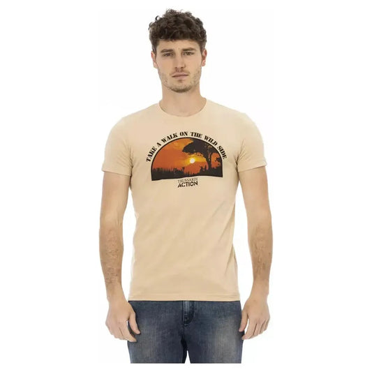 Trussardi Action Beige Cotton Men T-Shirt Trussardi Action Tan