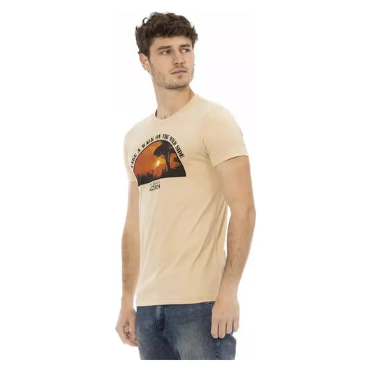 Trussardi Action Beige Cotton Men T-Shirt Trussardi Action Tan