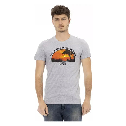 Trussardi Action Gray Cotton Men T-Shirt Trussardi Action Gray