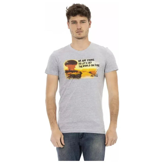 Trussardi Action Gray Cotton Men T-Shirt Trussardi Action Gray