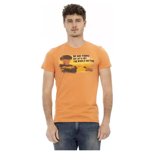 Trussardi Action Orange Cotton Men T-Shirt Trussardi Action Dark Salmon