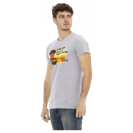 Trussardi Action Gray Cotton Men T-Shirt Trussardi Action Gray