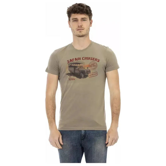 Trussardi Action Green Cotton Men T-Shirt Trussardi Action Rosy Brown