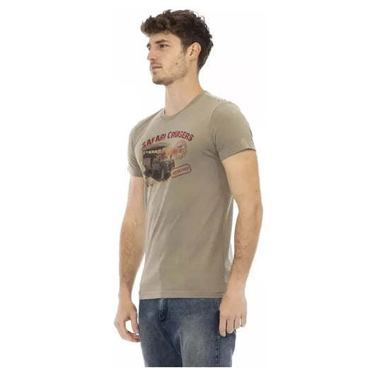 Trussardi Action Green Cotton Men T-Shirt Trussardi Action Rosy Brown