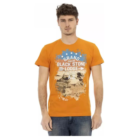 Trussardi Action Orange Cotton Men T-Shirt Trussardi Action Dark Khaki