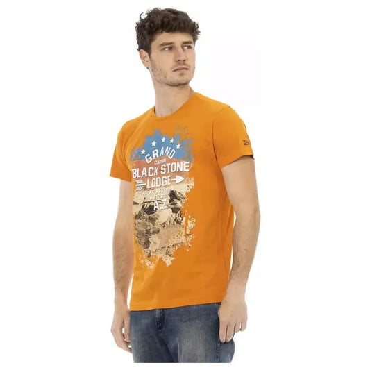 Trussardi Action Orange Cotton Men T-Shirt Trussardi Action Dark Khaki