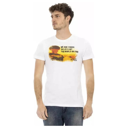 Trussardi Action White Cotton Men T-Shirt Trussardi Action Light Gray
