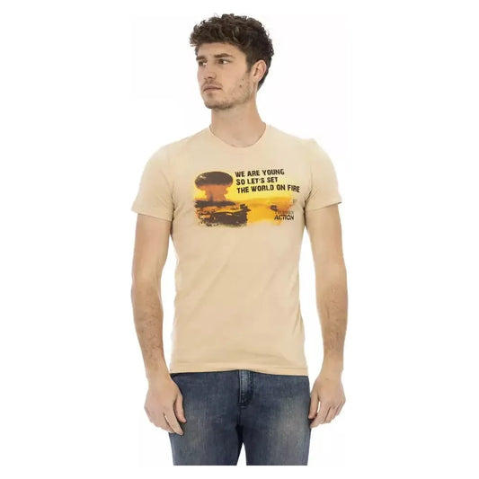 Trussardi Action Beige Cotton Men T-Shirt Trussardi Action Tan