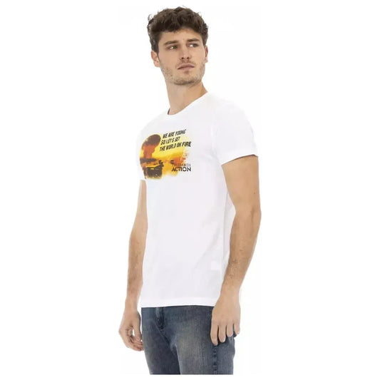Trussardi Action White Cotton Men T-Shirt Trussardi Action Light Gray