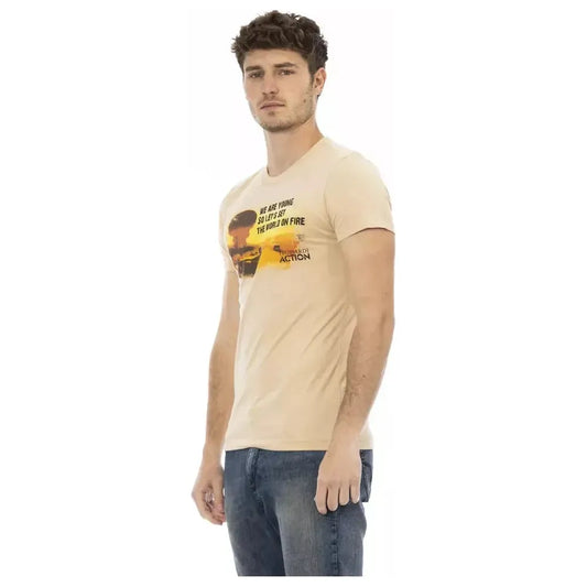 Trussardi Action Beige Cotton Men T-Shirt Trussardi Action Tan
