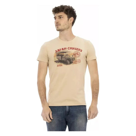 Trussardi Action Beige Cotton Men T-Shirt Trussardi Action Tan