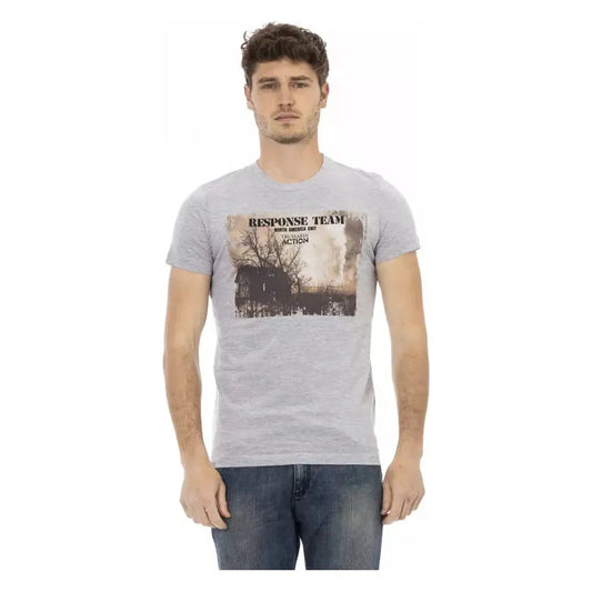 Trussardi Action Gray Cotton Men T-Shirt Trussardi Action Gray