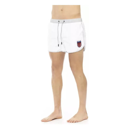 Bikkembergs White Polyester Men Swim Short Bikkembergs Light Gray