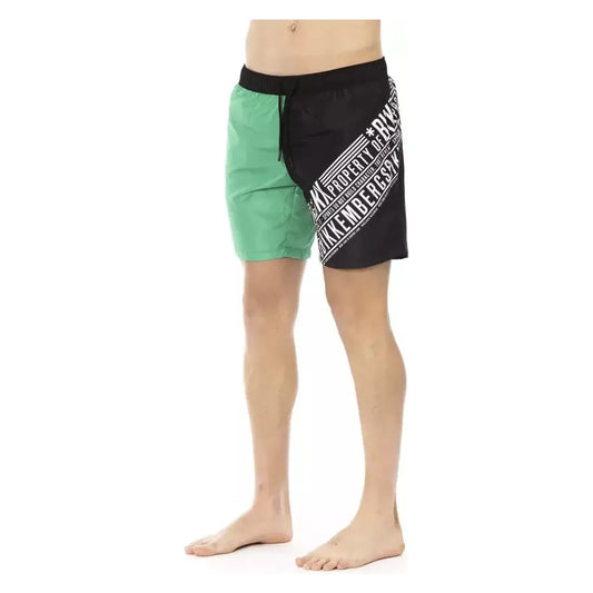 Bikkembergs Green Polyester Men Swim Short Bikkembergs Tan