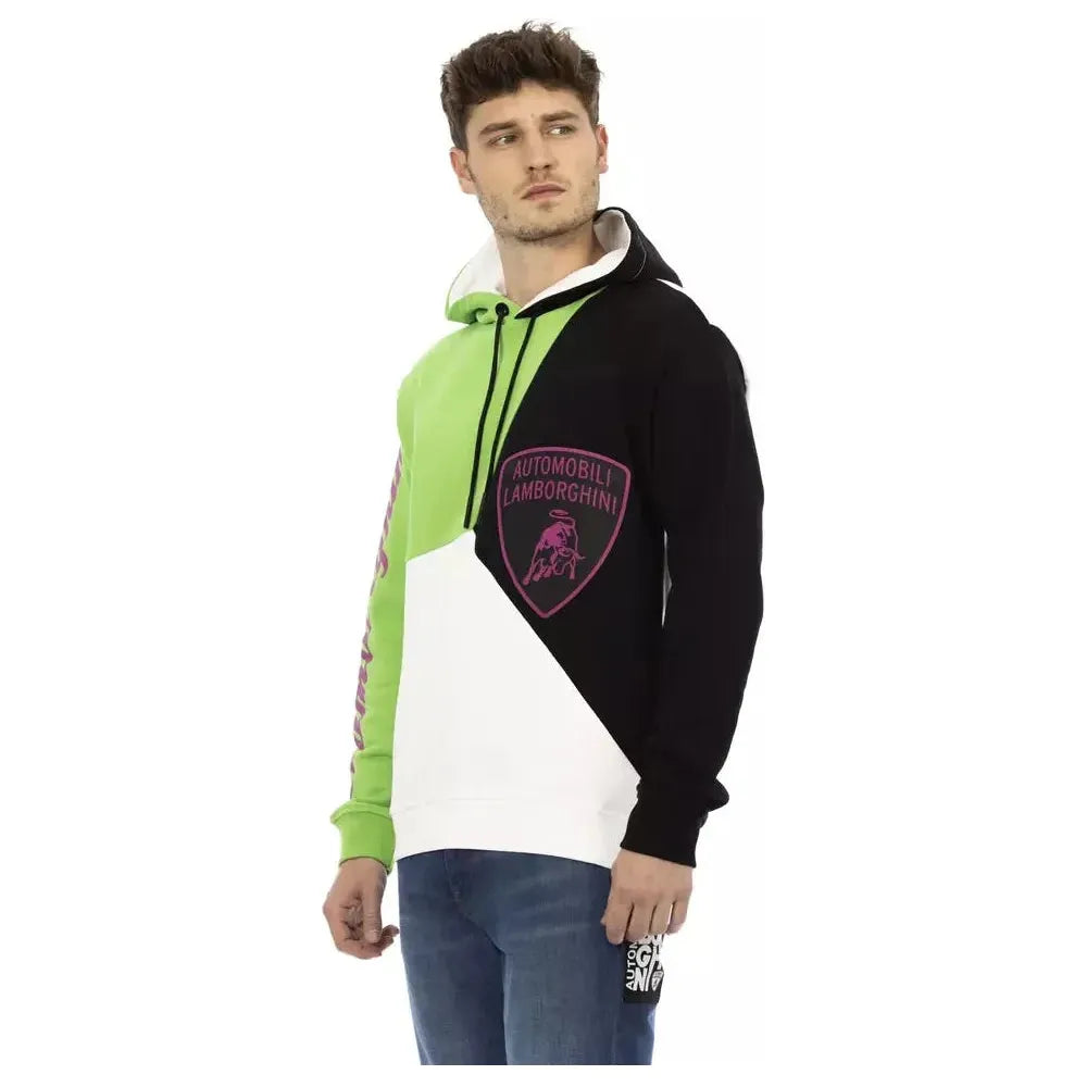 Automobili Lamborghini White Cotton Men Sweater with Hood