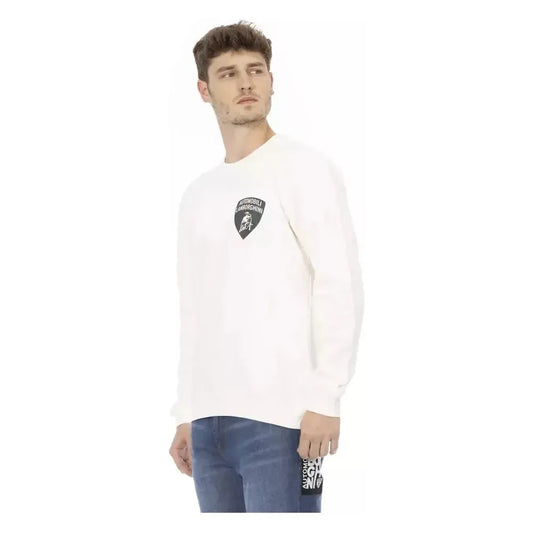 Automobili Lamborghini White Cotton Men Sweater Automobili Lamborghini Dim Gray