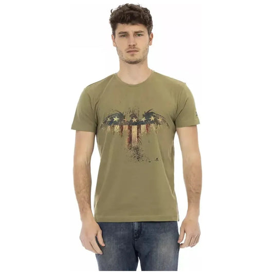 Trussardi Action Green Cotton Men T-Shirt Trussardi Action Rosy Brown