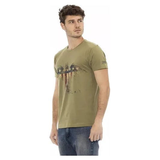 Trussardi Action Green Cotton Men T-Shirt Trussardi Action Rosy Brown