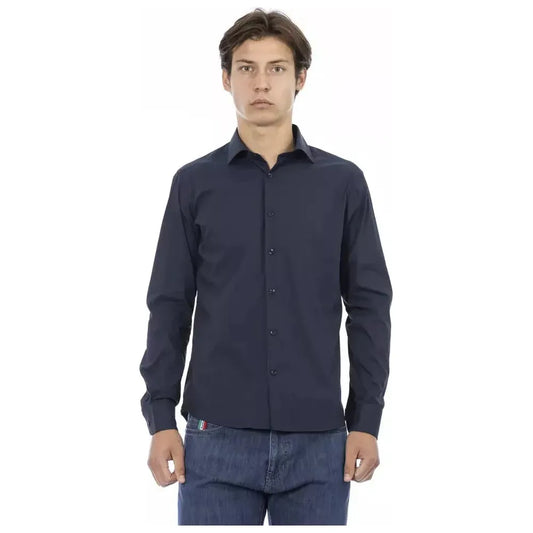Baldinini Trend Blue Cotton Men Shirt Baldinini Trend Dark Slate Gray