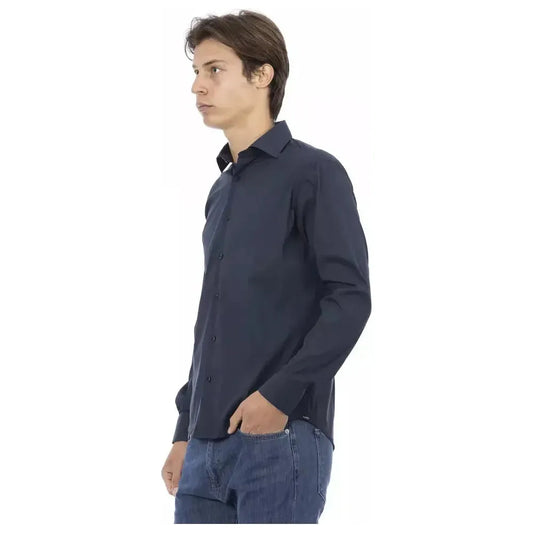 Baldinini Trend Blue Cotton Men Shirt Baldinini Trend Dark Slate Gray