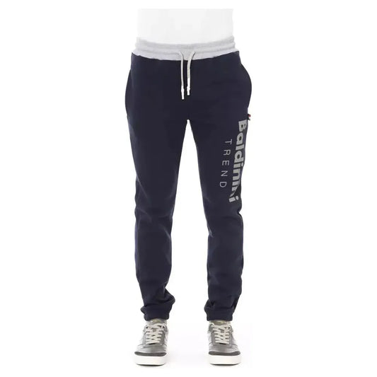 Baldinini Trend Blue Cotton Men Sport Pant Baldinini Trend Lavender