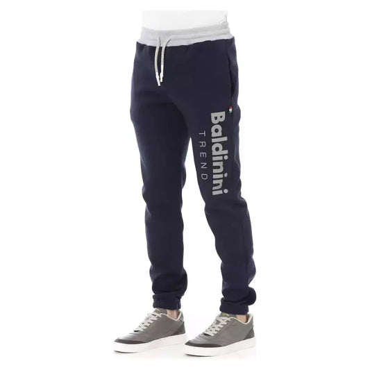Baldinini Trend Blue Cotton Men Sport Pant Baldinini Trend Light Gray