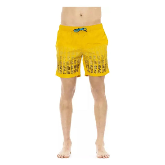 Bikkembergs Yellow Polyester Men Swim Short Bikkembergs Tan