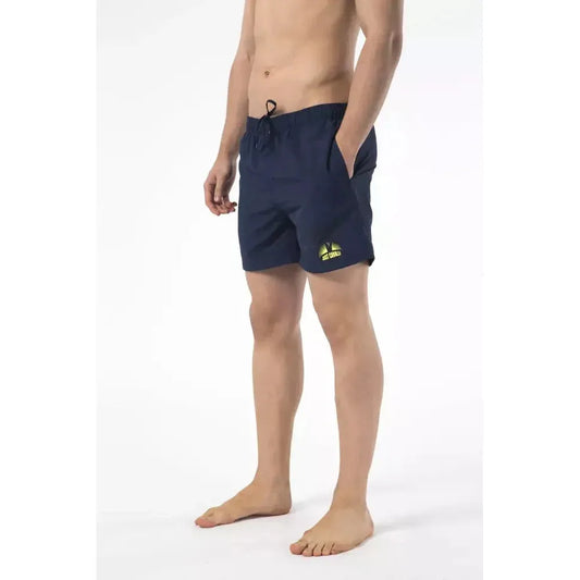 Just Cavalli Blue Nylon Men Swimwear Short Just Cavalli Antique White