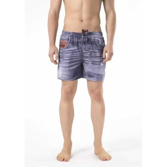 Just Cavalli Blue Polyester Men Swim Short Just Cavalli Light Gray