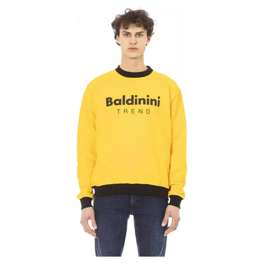 Baldinini Trend Yellow Cotton Men Sweater Baldinini Trend Dark Slate Gray