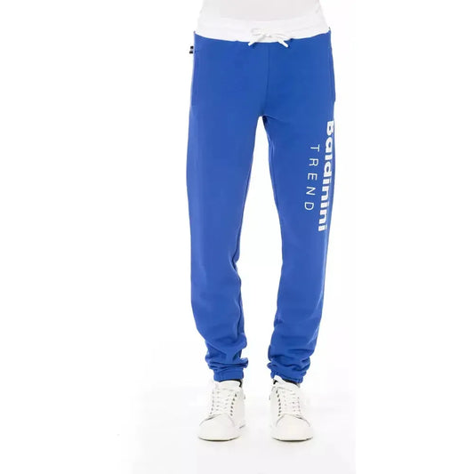 Baldinini Trend Blue Cotton Men's Sport Pant Baldinini Trend White Smoke
