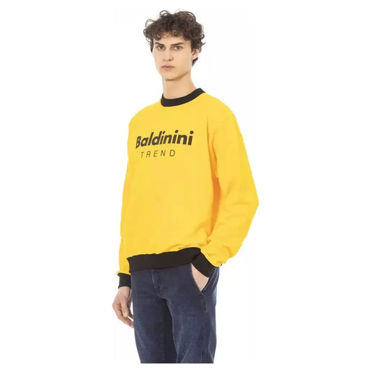 Baldinini Trend Yellow Cotton Men Sweater Baldinini Trend Dark Slate Gray
