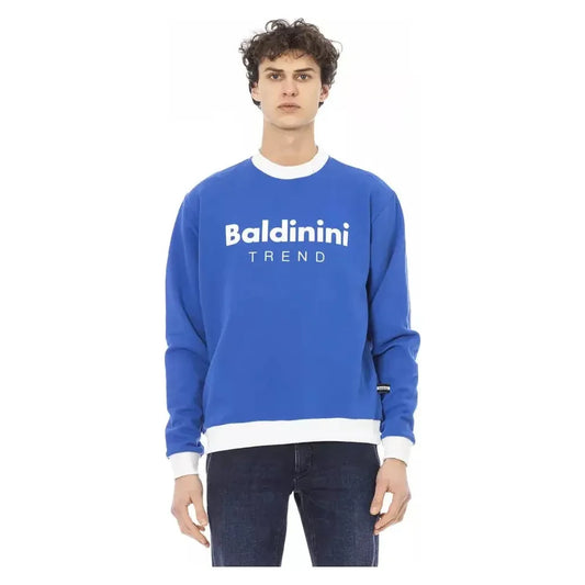 Baldinini Trend Blue Cotton Men Sweater Baldinini Trend Steel Blue