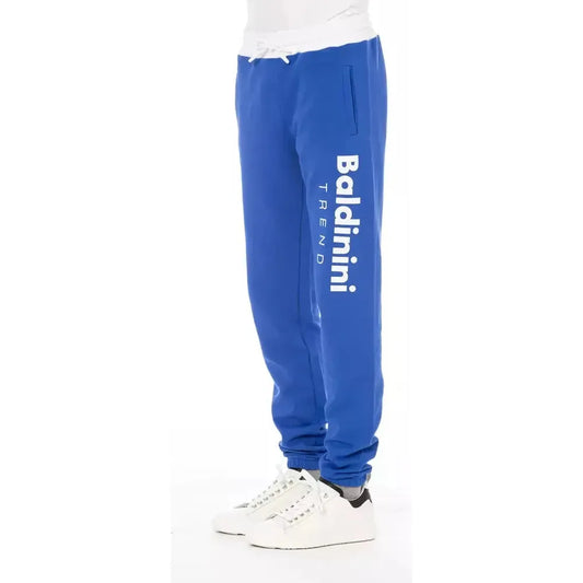 Baldinini Trend Blue Cotton Men's Sport Pant Baldinini Trend White Smoke