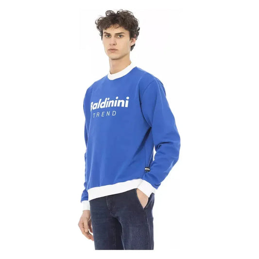 Baldinini Trend Blue Cotton Men Sweater Baldinini Trend Steel Blue