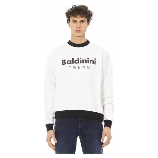 Baldinini Trend White Cotton Men Sweater Baldinini Trend Beige