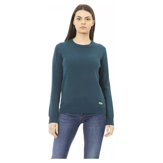 Baldinini Trend Green Wool Women Sweater Baldinini Trend Dark Slate Gray