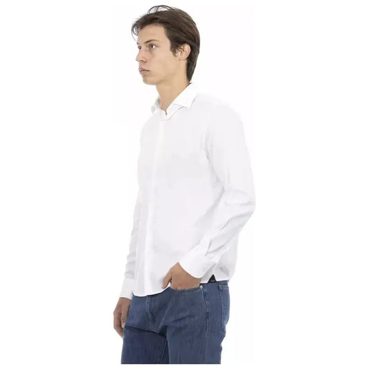 Baldinini Trend White Cotton Men Shirt Baldinini Trend Misty Rose