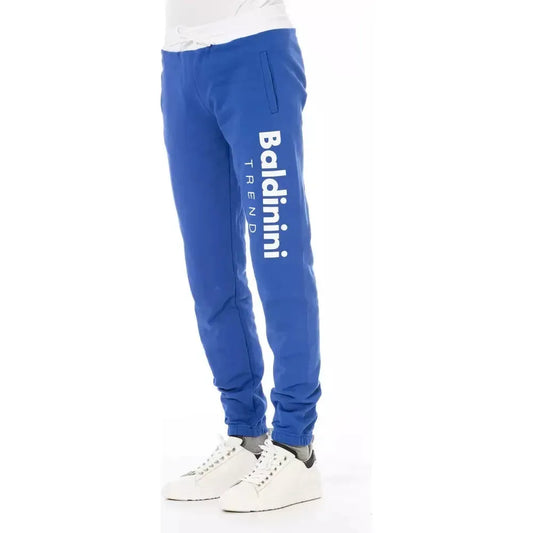Baldinini Trend Blue Cotton Men's Sport Pant Baldinini Trend White Smoke