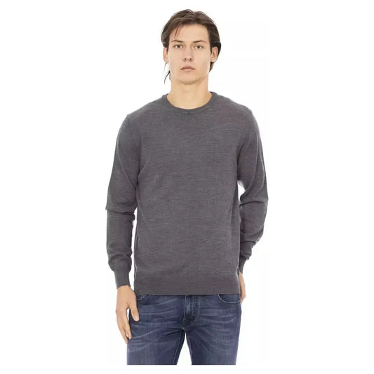Baldinini Trend Gray Fabric Men Sweater Baldinini Trend Dim Gray