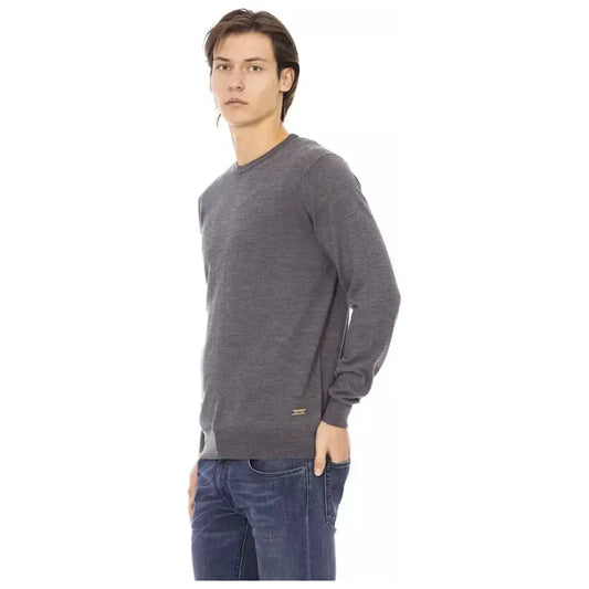 Baldinini Trend Gray Fabric Men Sweater Baldinini Trend Dim Gray