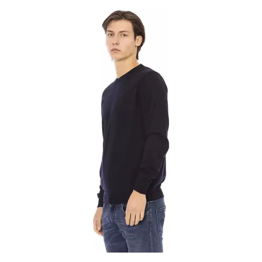 Baldinini Trend Blue Fabric Men Sweater Baldinini Trend Dark Slate Gray