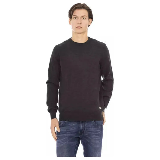 Baldinini Trend Gray Fabric Men Sweater Baldinini Trend Dark Slate Gray