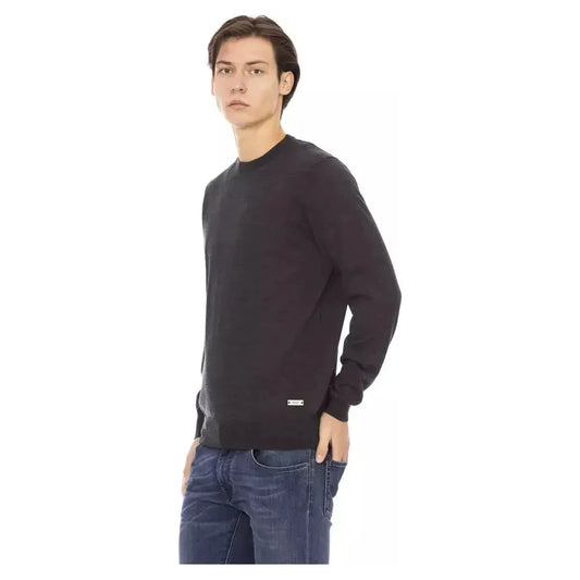 Baldinini Trend Gray Fabric Men Sweater Baldinini Trend Dark Slate Gray