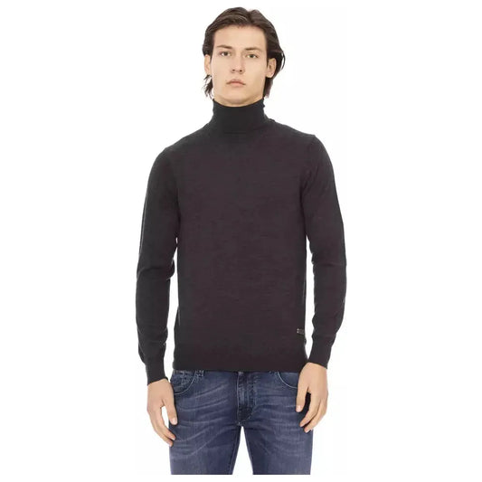 Baldinini Trend Gray Fabric Men Sweater Baldinini Trend Dark Slate Gray