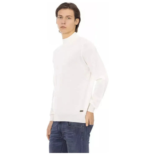 Baldinini Trend White Fabric Men Sweater Baldinini Trend Dark Slate Gray