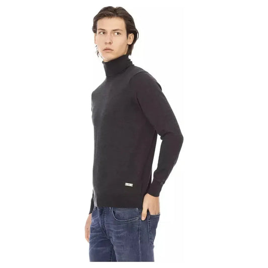 Baldinini Trend Gray Fabric Men Sweater Baldinini Trend Dark Slate Gray