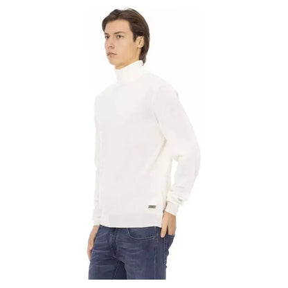 Baldinini Trend White Fabric Men Turtleneck Sweater