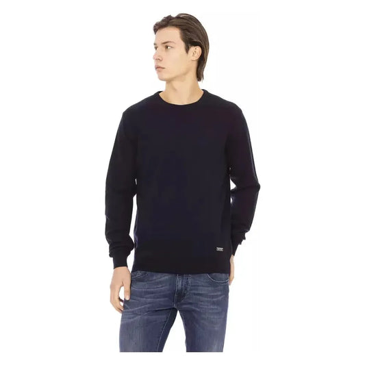 Baldinini Trend Blue Wool Men Sweater Baldinini Trend Dark Slate Gray